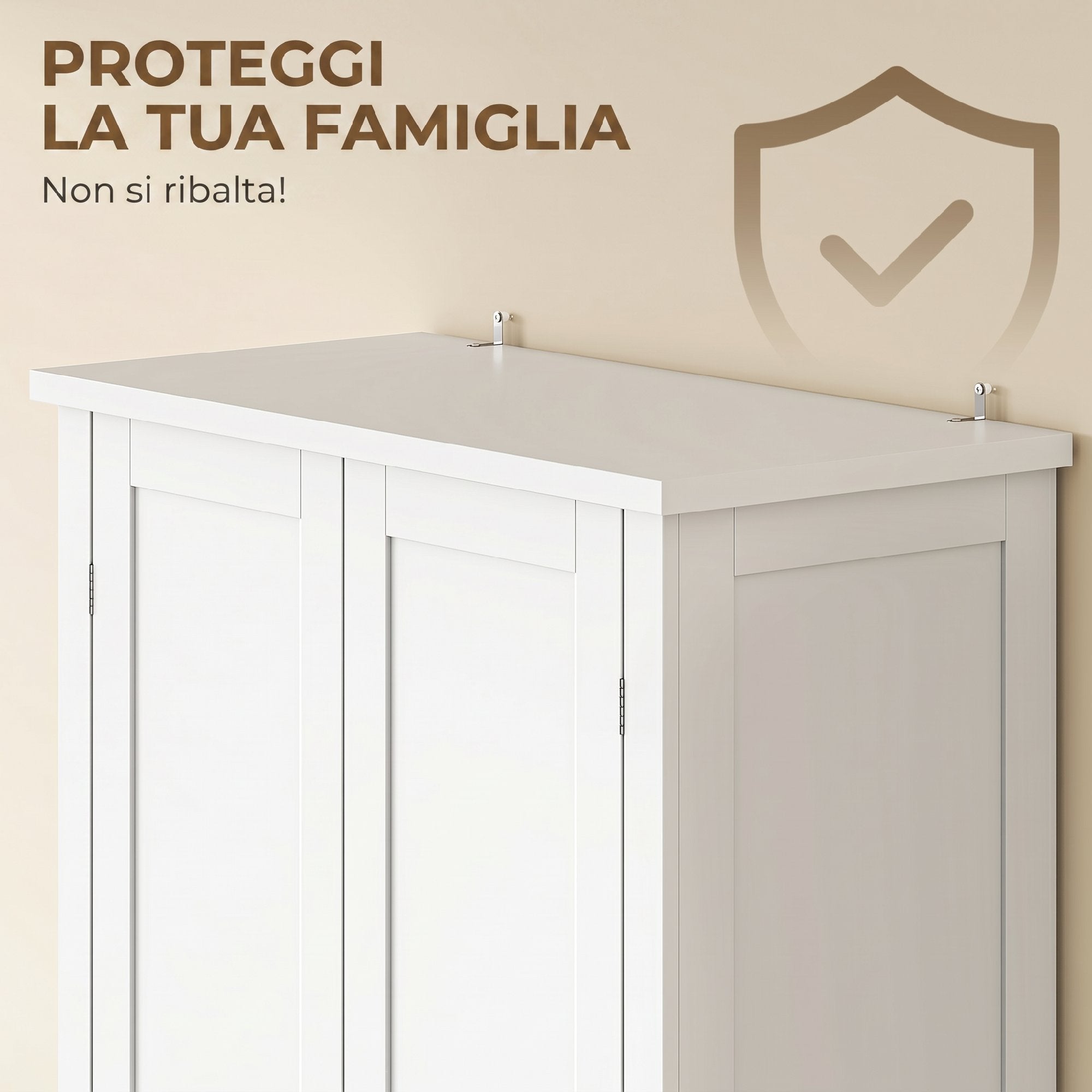 HOMCOM Tall Kitchen Cabinet with Wheels, 2 Doors, 14 Compartments, 80x40x180 cm, White