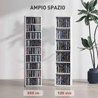 HOMCOM CD Rack with 6 Adjustable Shelves, 260 CDs/120 DVDs Capacity, 33x24x140 cm, White