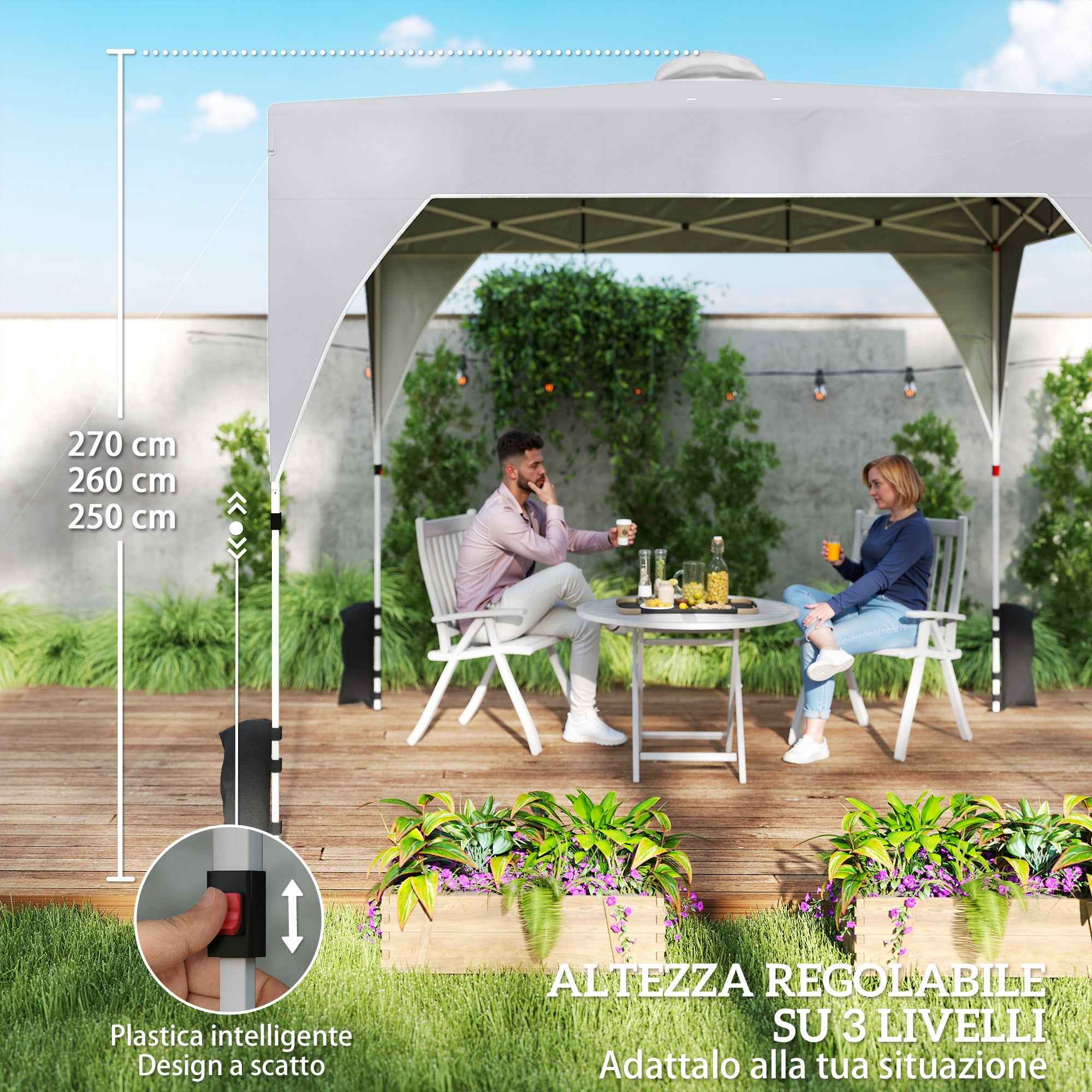 Outsunny 3x3m Folding Gazebo with Vents, Sandbags and Carry Bag, Oxford Fabric and Metal, Dark Grey
