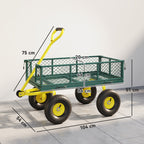 Outsunny Steel Garden Cart with 200 kg Capacity and Removable Side Walls, 104 x 54 x 51 cm, Green and Yellow