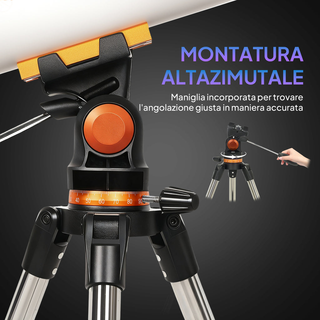 80mm Astronomical Telescope with AZ Mount, 2 Eyepieces and Smartphone Adapter, 92x92x130 cm, Black and White