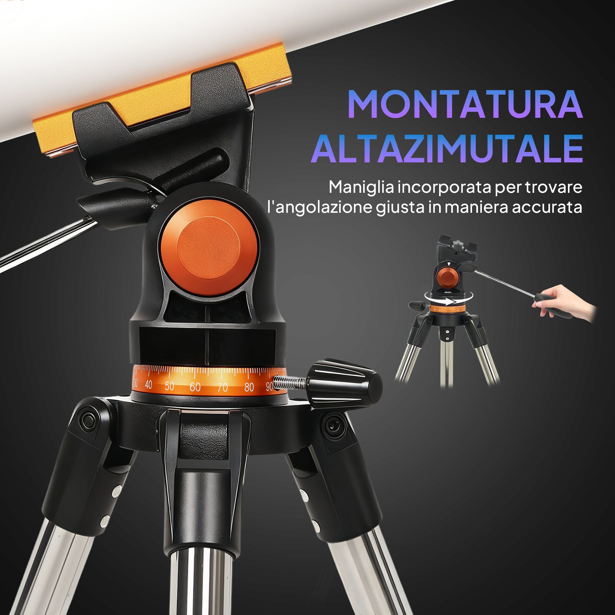80mm Astronomical Telescope with AZ Mount, 2 Eyepieces and Smartphone Adapter, 92x92x130 cm, Black and White