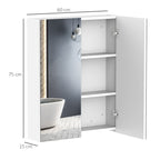Bathroom Cabinet with 2 Doors and Mirror in White MDF 60 x 75 x 15cm