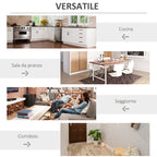 Wine Bottle Holder Cabinet with Glass Holder and Cabinet, Capacity 20 Bottles, 80x36x85 cm, White