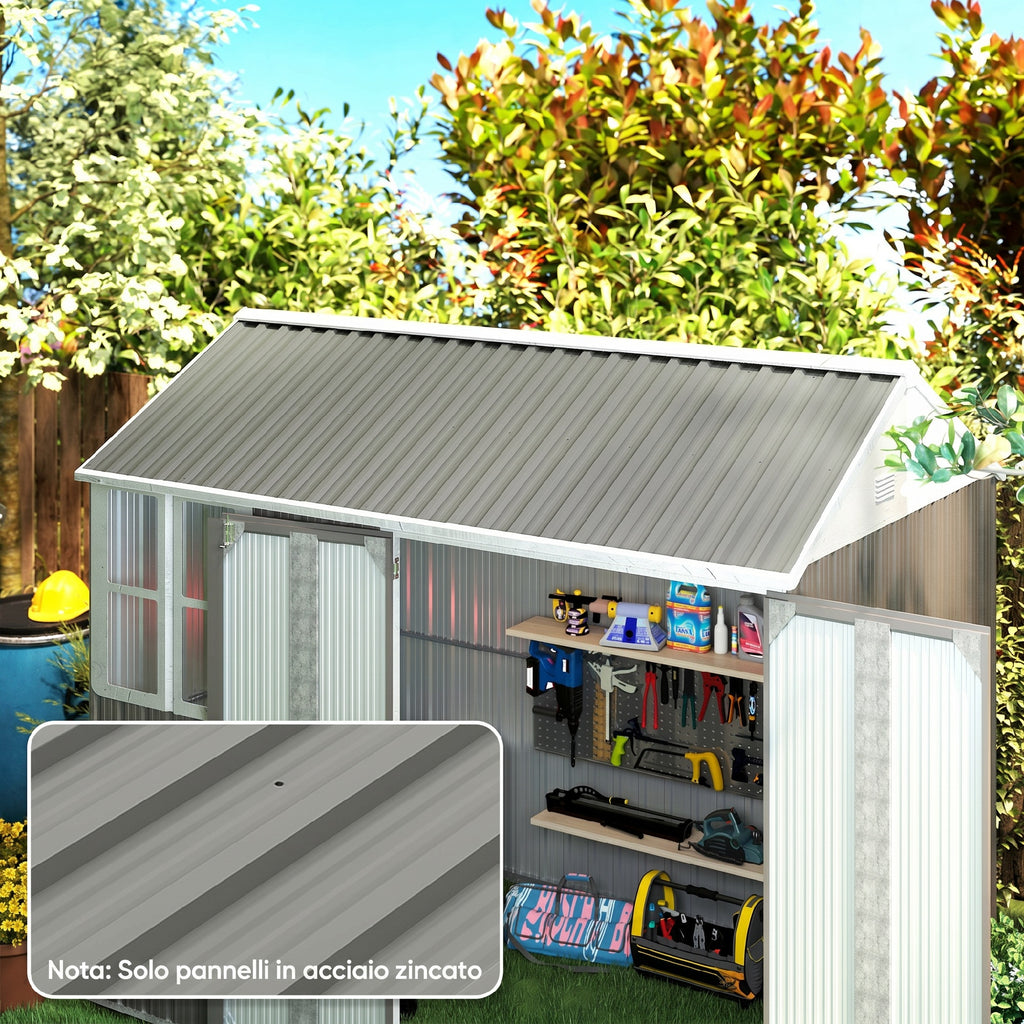 Outsunny Set of 12 Replacement Panels 129x45 cm for Garden Sheds in Grey Galvanized Steel