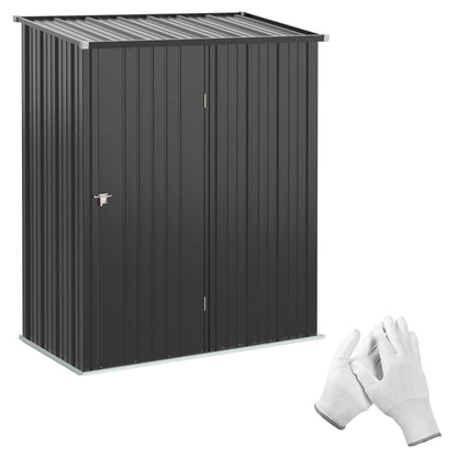 Garden Shed Tool Storage Shed in Steel Sheet with Lock, 161.5x94. 5x196cm, Black