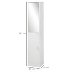 kleankin 5-Shelf Wooden Bathroom Cabinet with Opening Mirror Door, 32x28x162 cm, White