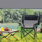 Folding Camping Chair with 2 Cup Holders and Side Pockets, 99x71x103 cm, Gray and Black