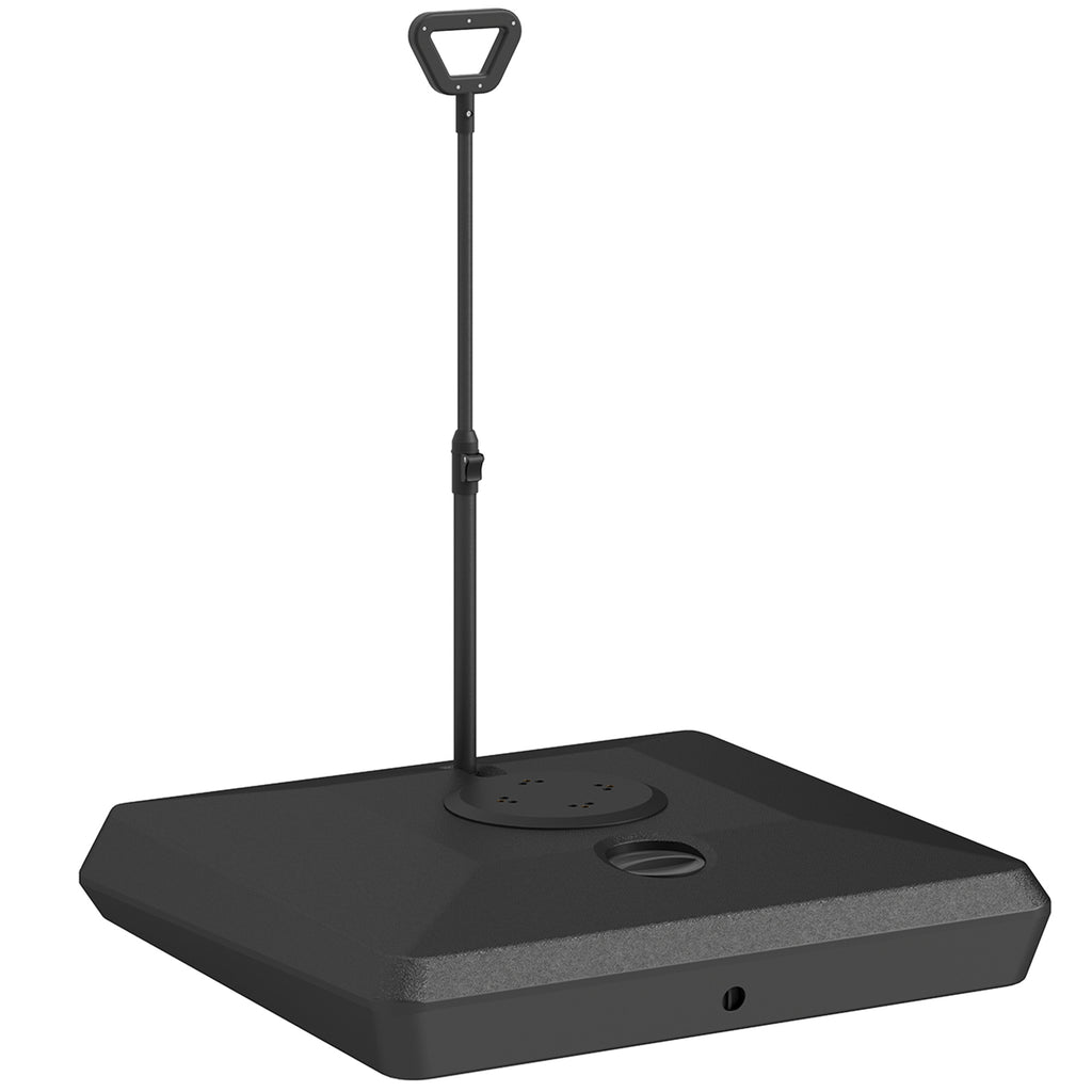 HDPE Cantilever Umbrella Base with Handle and Wheels and Fillable with Water or Sand, 95x95x117 cm, Black