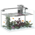 Glass Aquarium with LED Lights 20L, Filter and Water Pump, 38x26x27 cm, White