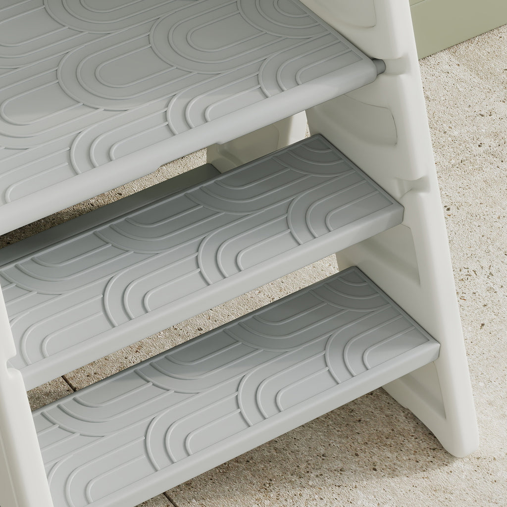 AIYAPLAY Montessori Tower for Children, Foldable, 3-Step Adjustable, with Handle and Non-Slip Surface, Grey