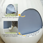 Odor-Resistant Cat Litter Box with Scoop, Pot-Shaped, Made of ABS and Stainless Steel, 50x48.5x58.7 cm, White