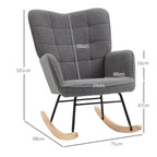 Upholstered Rocking Chair in Wood and Steel for Living Room and Bedroom, 71x98x101 cm, Dark Grey