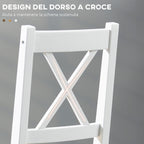 HOMCOM Set of 4 Kitchen and Living Room Chairs with Cross Backrest, in Pine Wood, 41x46.5x86 cm - Borgè