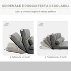 2-in-1 Floor Sofa with 7-Level Reclining Backrest and Cushions, 130x73x60 cm, Charcoal Grey