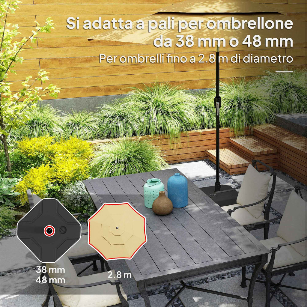 Outsunny Square Umbrella Base Fillable with Sand or Water up to 25kg, Black