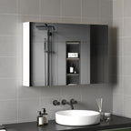 kleankin Bathroom Wall Cabinet with 3 Mirrored Doors and Adjustable Wooden Shelves 90x13.5x60 cm, White