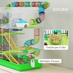 PawHut 5-Story Hamster Cage with Colorful Tubes, Wheel, House and Accessories, 47x30x59 cm, Green