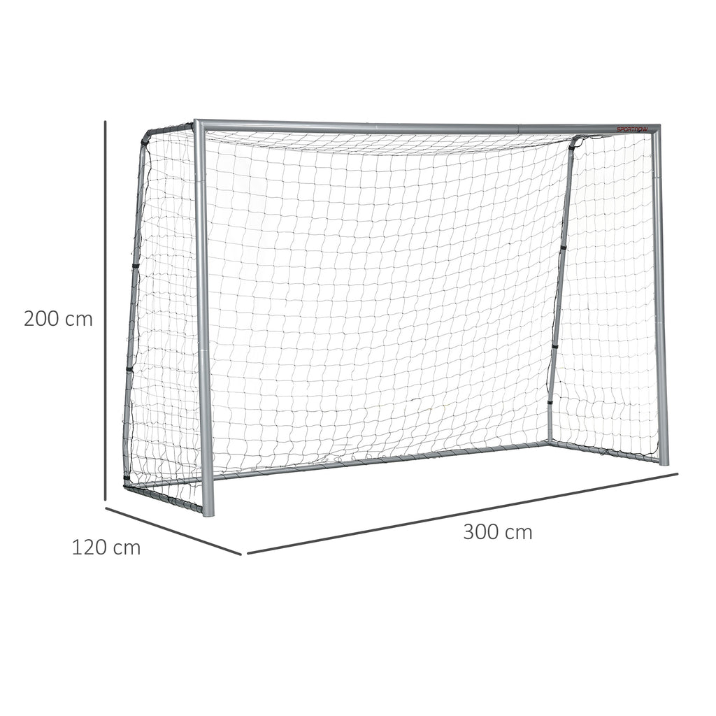 SPORTNOW Grey Football Goal 300x120x200 cm with Screws and Pegs Included, in PE and Metal