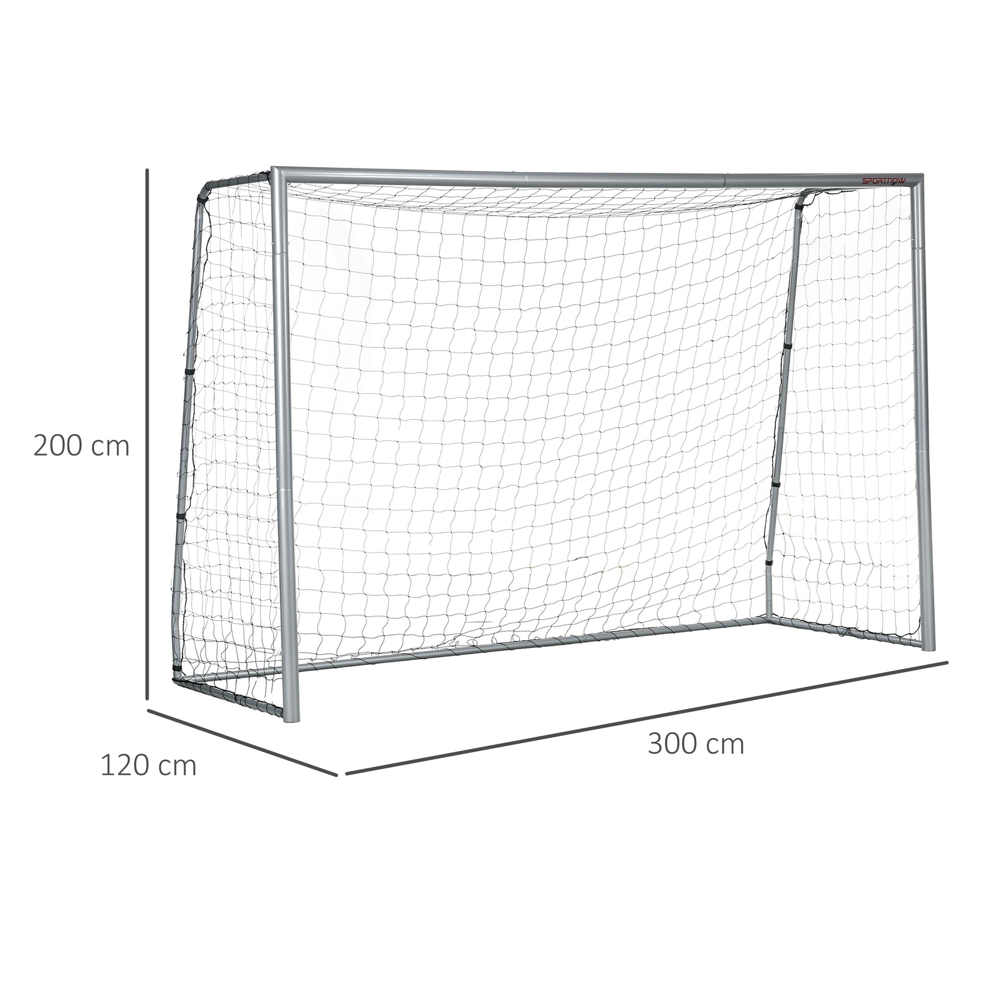 SPORTNOW Grey Football Goal 300x120x200 cm with Screws and Pegs Included, in PE and Metal
