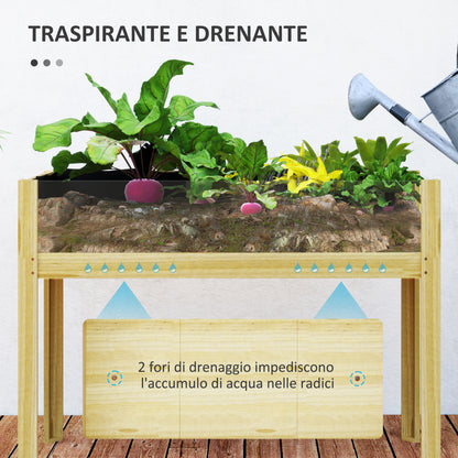 Raised Planter 118L with 2 Drainage Holes and Transparent Walls, Fir Wood, 110x50x80 cm