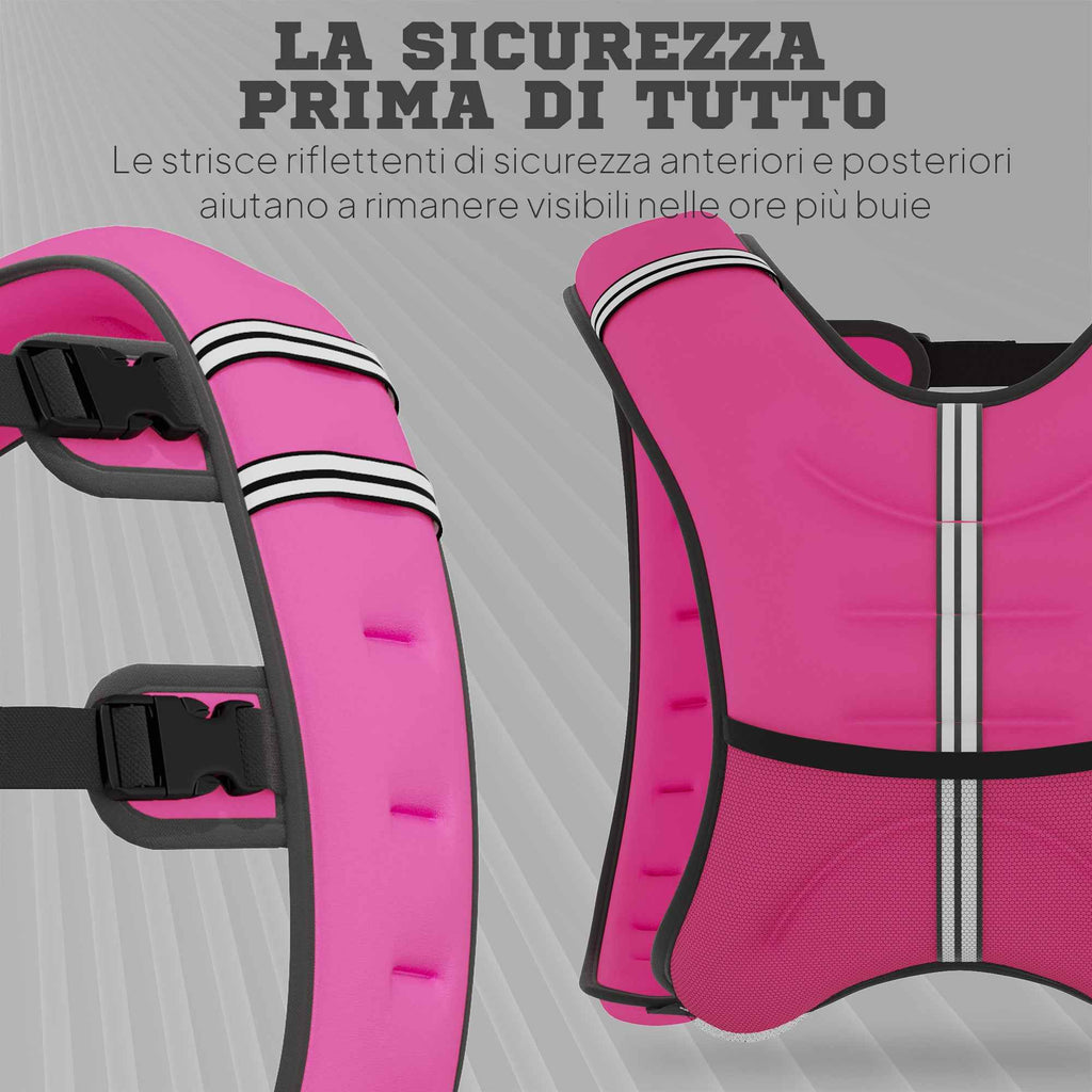 HOMCOM 8kg Breathable Weighted Vest with Storage Pocket and Shoulder Straps, Oxford Fabric, 40x35cm, Pink
