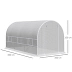 Outsunny 4x2x2m Tunnel Greenhouse with Steel Frame and White Polyethylene Cover