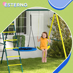 Outsunny Classic Round Garden Swing Set, Steel Ladders and Rope and Basket for Children 3-8 Years - Borgè