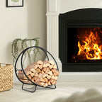 Indoor/Outdoor Metal Fireplace Log Holder, Basket-Shaped Indoor Log Holder, 45x29.5x47cm, Black