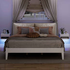 HOMCOM Set of 2 Wall-Mounted Bedside Tables with Built-in RGB LED Lights and APP Control, Drawer and Shelf, 37x32x21 cm, White