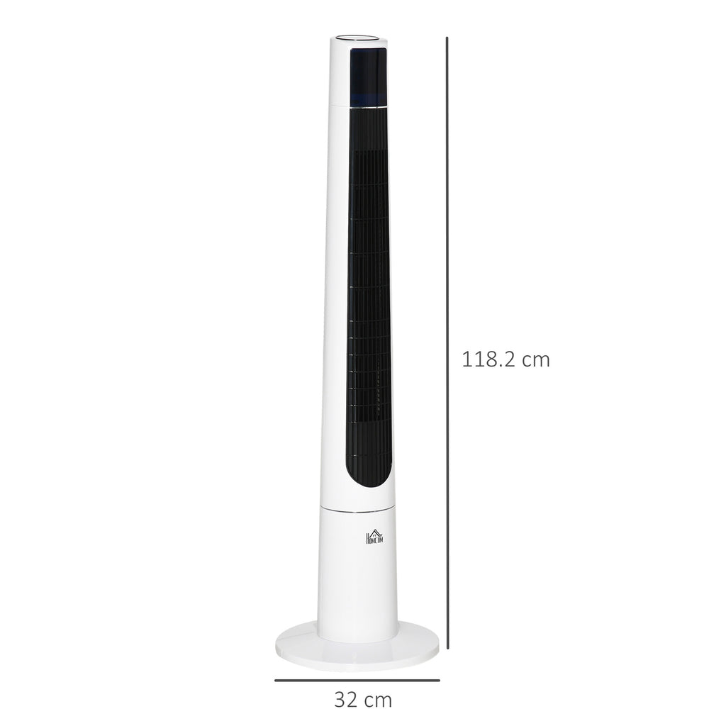 50W Tower Fan with 3 Modes and 3 Speeds with 12h Timer, in ABS, Ø32x118.2 cm, White - Borgè
