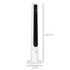 50W Tower Fan with 3 Modes and 3 Speeds with 12h Timer, in ABS, Ø32x118.2 cm, White - Borgè