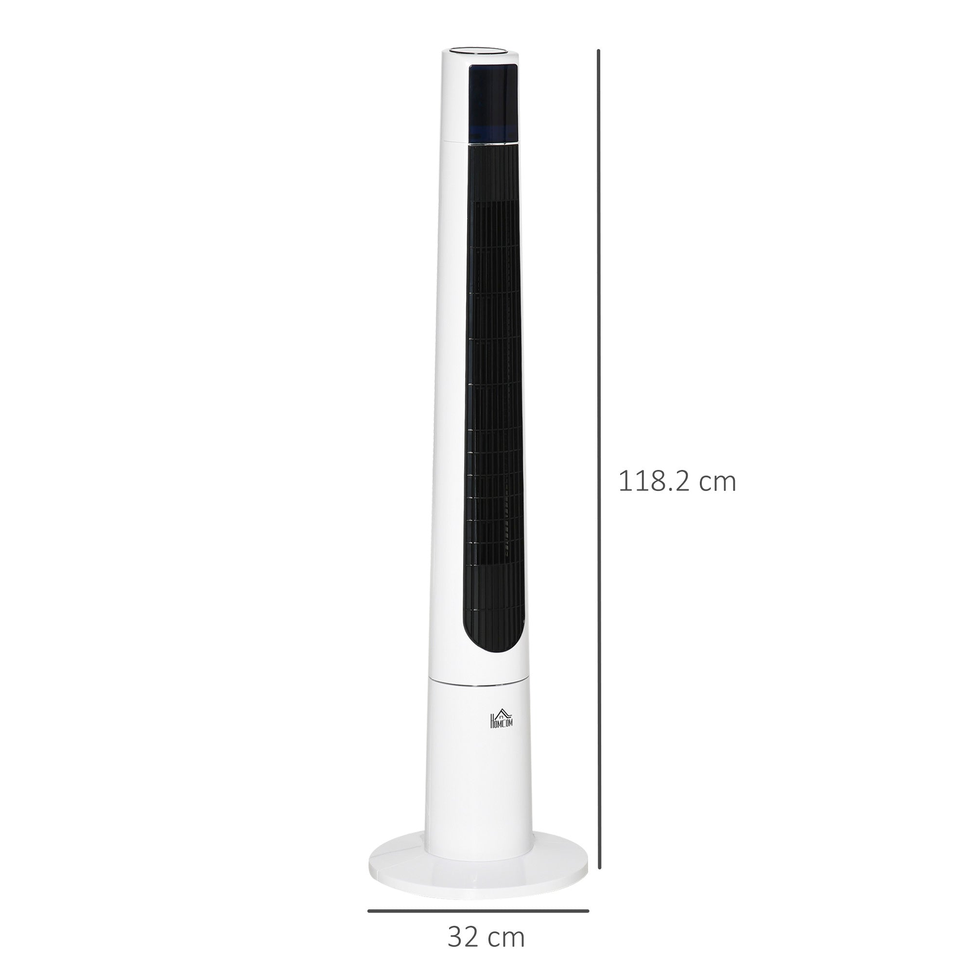 50W Tower Fan with 3 Modes and 3 Speeds with 12h Timer, in ABS, Ø32x118.2 cm, White - Borgè