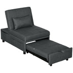 HOMCOM Single Armchair Bed 3 in 1 Reclining at 3 Levels with Cushion, in Linen Effect Fabric, 65.5x104x81 cm, Gray - Borgè