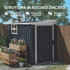 Steel Garden Shed 1.2x1.9 m with Lockable Door and Air Vents, Dark Gray