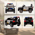 Kids Electric Police Car with Remote Control Dual Motors Siren 4-Wheel Suspension and Headlights Black