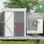 Outsunny Garden Shed for Tools in Steel with Lockable Door, 161x95x163/181cm, Gray - Borgè