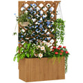 Raised Garden Bed with Trellis for Climbing Plants and Upper Pergola, 64x33x122 cm, Wood