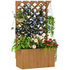 Raised Garden Bed with Trellis for Climbing Plants and Upper Pergola, 64x33x122 cm, Wood