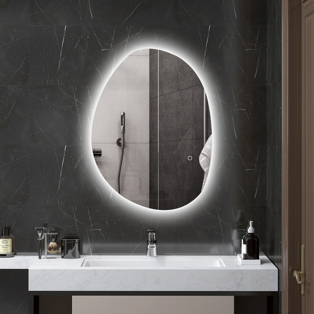 LED Illuminated Bathroom Mirror with Adjustable Color and Temperature, Tempered Glass, 70x5x50 cm, Silver