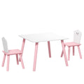 AIYAPLAY Wooden Table and 2 Chairs Set for Children Ages 3-6 with Rounded Corners, Pink