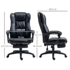 Vinsetto Height Adjustable Office Chair with 6 Massage Points, in Faux Leather, 68.5x68.5x113-121 cm, Black - Borgè