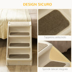 Folding Dog Stairs with 4 Non-Slip Steps for Pets up to 10kg, Beige
