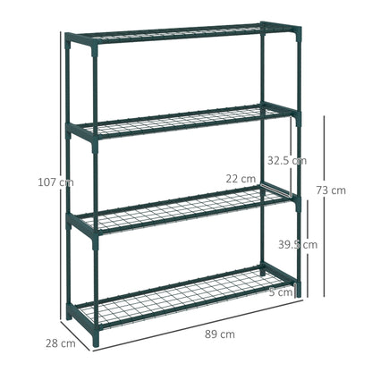 4-Tier Indoor/Outdoor Steel Plant Stand, 89x28x107cm, Green