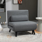 Armchair Bed with 5-Position Adjustable Backrest, Linen-Effect Fabric and Steel, 75x70x75 cm, Grey