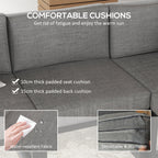 Outsunny garden living room with sofa and aluminum table with padded cushions, gray - Borgè
