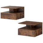 HOMCOM Set of 2 Floating Nightstands with Drawer and Open Shelf, 35x32x22.5 cm, Rustic Brown