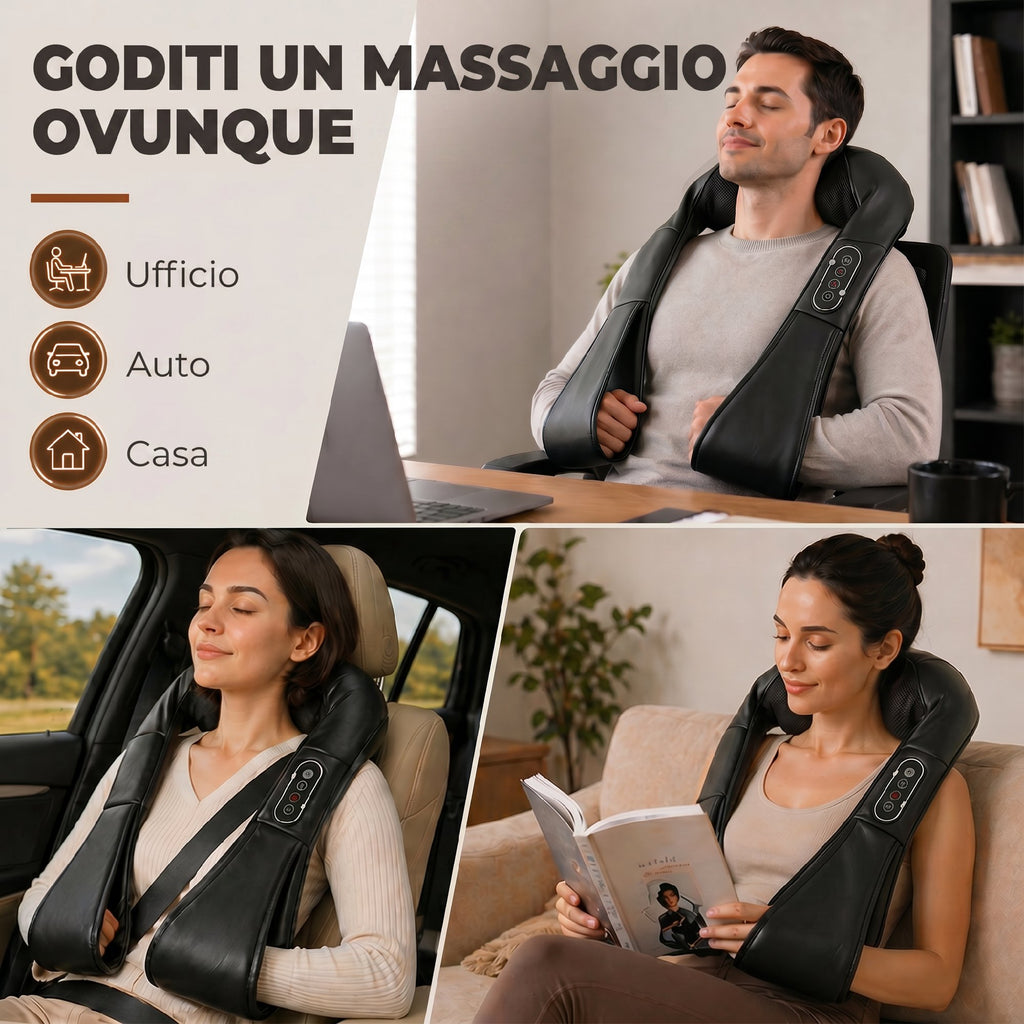 HOMCOM Heated Neck Massager for Back, Neck and Shoulders, Automatic Direction Change, Black