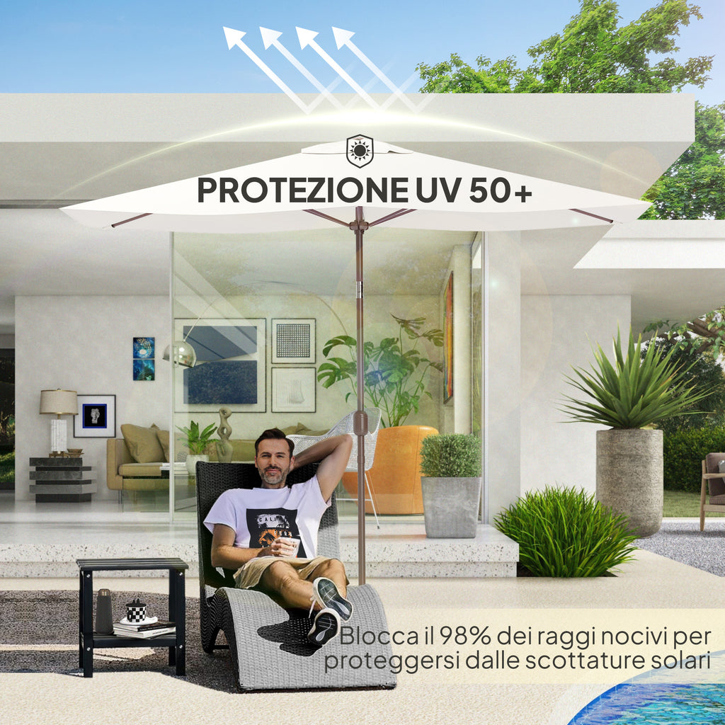 Replacement Cover for Rectangular Umbrella 3x2 m with 6 Ribs, Anti-UV 50+ Polyester, Beige