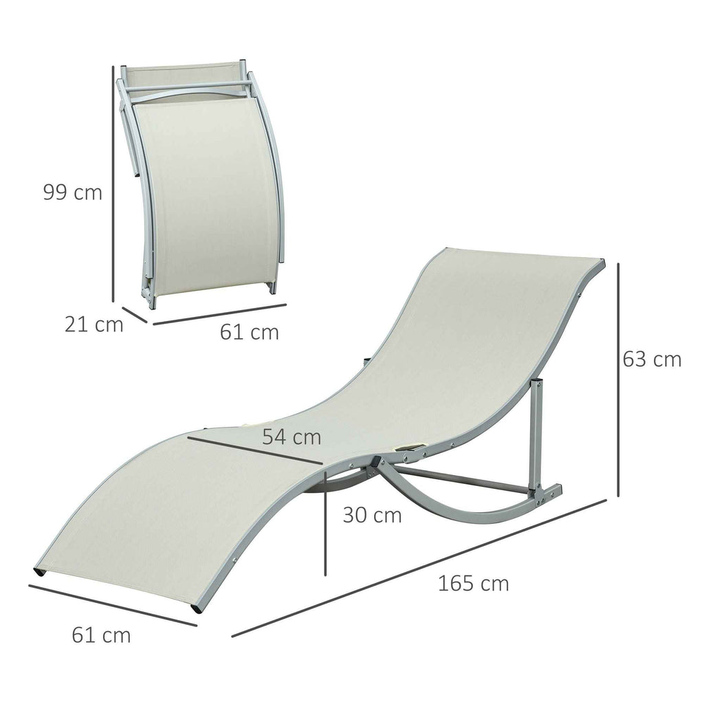 Outsunny Set of 2 Folding Garden Loungers, Aluminum and Textilene Sun Lounger, 61x165x63 cm